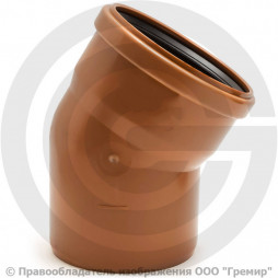 Отвод НПВХ (ПВХ) с раструбом коричневый Дн 400 30гр б/нап в/к Ostendorf KGB