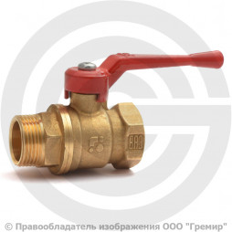 Кран латунный Ду-20 (3/4") Ру-40 ВР-НР (ВН-НАР) полнопроходной рычаг БАЗ 11б27п1 А31