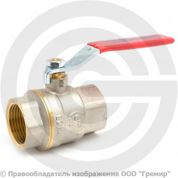 Кран латунный Ду-25 (1") Ру-25 ВР (ВН) муфтовый никель полнопроходной рычаг Aquasfera Euro 1001