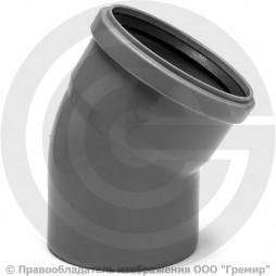 Отвод PP-H серый Дн 110 30гр б/нап в/к VALFEX