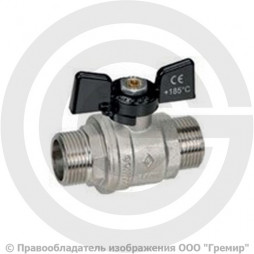 Кран латунный Ду-15 (1/2") Ру-64 НР (НАР) никель полнопроходной бабочка Bugatti серия 327