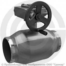 Кран стальной под приварку с редуктором Ду-250 Ру-25 L=750мм полнопроходной LD КШ.Ц.П.Р. 250.025.П/П