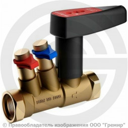 Клапан балансировочный ручной латунный муфтовый Ду-15 Ру-25 ВР (ВН) Kvs=0.63м3/ч с измерительными ниппелями Venturi FODRV Broen