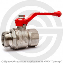 Кран латунный Ду-40 (1 1/2") Ру-40 ВР-НР (ВН-НАР) никель рычаг RTP (РосТурПласт)