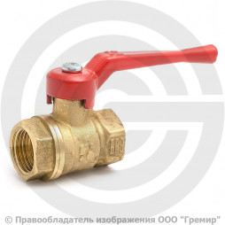 Кран латунный Ду-15 (1/2") Ру-40 ВР (ВН) муфтовый полнопроходной рычаг БАЗ 11б27п1 А30