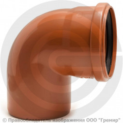 Отвод НПВХ (ПВХ) с раструбом коричневый Дн 500 87гр б/нап в/к Ostendorf KGB