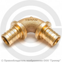 Угольник бронзовый для PE-X труб Дн 25 90гр RAUTITAN PLATINUM RX Rehau