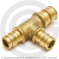 Тройник латунный переходной для PE-X труб Дн 25-16-25 РОС