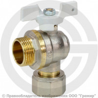 Кран латунный угловой Ду-20 (3/4") Ру-30 НР-Накидная гайка никель бабочка белая Aquasfera Standard 1123 Кран латунный угловой Ду-20 (3/4") Ру-30 НР-Накидная гайка никель бабочка белая Aquasfera Standard 1123