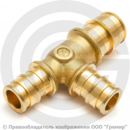 Тройник латунный переходной для PE-X труб Дн 25-25-16 РОС