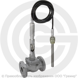 Регулятор температуры прямого действия РТПД чугунный фланцевый Ду-40 Ру-16 Kvy=25 м3/ч с термосистемой ТС-3 Энерготехномаш