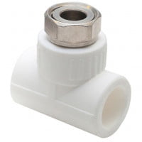 Тройник PP-R комбинированный белый с накидной гайкой Дн 20-3/4" RTP (РосТурПласт) Тройник PP-R комбинированный белый с накидной гайкой Дн 20-3/4" RTP (РосТурПласт)