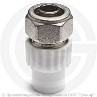 Ниппель PP-R комбинированный белый Дн 20-16 для соединения PPR-PE труб VALFEX