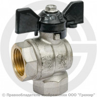 Кран латунный угловой Ду-15 (1/2") Ру-40 ВР (ВН) никель рычаг черный LD Pride 47.201.15