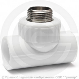 Тройник PP-R комбинированный белый НР (НАР) Дн 25-1/2" VALFEX