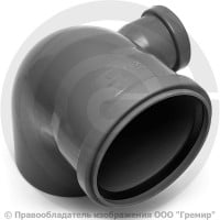 Отвод PP-H с выходом правый серый Дн 110-50 87гр б/нап в/к VALFEX Отвод PP-H с выходом правый серый Дн 110-50 87гр б/нап в/к VALFEX