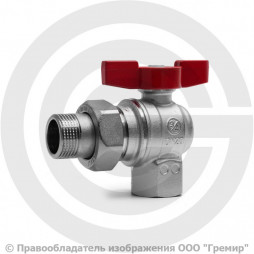 Кран латунный угловой Ду-20 (3/4") Ру-16 ВР-"Американка" хром полнопроходной бабочка Giacomini R789