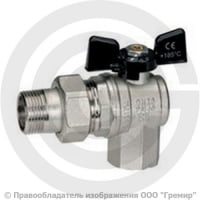 Кран латунный угловой Ду-20 (3/4") Ру-40 ВР-"Американка" никель бабочка Bugatti серия 594 Кран латунный угловой Ду-20 (3/4") Ру-40 ВР-"Американка" никель бабочка Bugatti серия 594