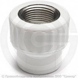 Муфта PP-R комбинированная белая ВР (ВН) Дн 40-1" Pro Aqua