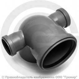 Отвод PP-H с выходом левый и правый серый Дн 110-50 87гр б/нап в/к VALFEX