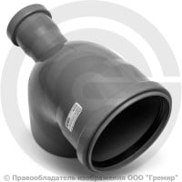 Отвод PP-H с выходом фронтально-тыльный серый Дн 110-50 87гр б/нап в/к VALFEX Отвод PP-H с выходом фронтально-тыльный серый Дн 110-50 87гр б/нап в/к VALFEX