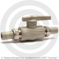 Кран PP-R с двусторонним разъемным соединением Дн 32-1 1/4" полнопроходной серый VALFEX Кран PP-R с двусторонним разъемным соединением Дн 32-1 1/4" полнопроходной серый VALFEX