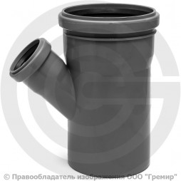 Тройник PP-H серый Дн 110-50 45гр б/нап в/к VALFEX