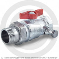 Кран латунный со спускником переходной Ду 20-25 (3/4"-1") Ру-42 ВР-"Американка" бабочка Giacomini R259DS Кран латунный со спускником переходной Ду 20-25 (3/4"-1") Ру-42 ВР-"Американка" бабочка Giacomini R259DS