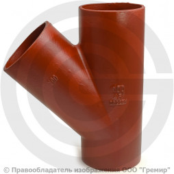 Тройник чугунный безраструбный SML Ду 100-100 45гр Китай