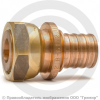 Соединитель бронзовый для PE-X труб Дн 20-3/4" под плоское уплотнение с накидной гайкой RAUTITAN RX+ Rehau Соединитель бронзовый для PE-X труб Дн 20-3/4" под плоское уплотнение с накидной гайкой RAUTITAN RX+ Rehau