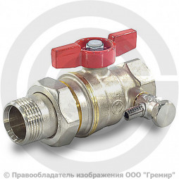 Кран латунный со спускником Ду-20 (3/4") Ру-42 ВР-"Американка" никель бабочка Giacomini R919S