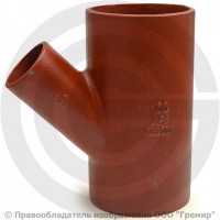 Тройник чугунный безраструбный SML Ду 100-70 45гр Китай Тройник чугунный безраструбный SML Ду 100-70 45гр Китай