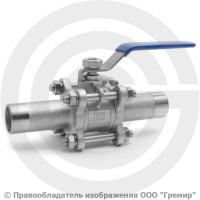 Кран нержавеющий AISI 304 (CF8) трехсоставной под приварку Ду-15 (1/2") Ру-64 NK-BE15/4