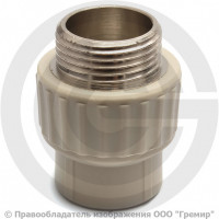 Муфта PP-R комбинированная серая НР (НАР) Дн 32-3/4" Pro Aqua Муфта PP-R комбинированная серая НР (НАР) Дн 32-3/4" Pro Aqua