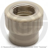 Муфта PP-R комбинированная серая ВР (ВН) Дн 20-3/4" VALFEX Муфта PP-R комбинированная серая ВР (ВН) Дн 20-3/4" VALFEX