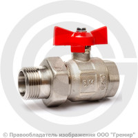 Кран латунный Ду-15 (1/2") Ру-16 ВР-"Американка" никель полнопроходной бабочка ГАЛЛОП Крепыш 332 Кран латунный Ду-15 (1/2") Ру-16 ВР-"Американка" никель полнопроходной бабочка ГАЛЛОП Крепыш 332