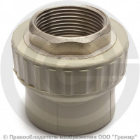 Муфта PP-R комбинированная под ключ серая ВР (ВН) Дн 63-2" Pro Aqua Муфта PP-R комбинированная под ключ серая ВР (ВН) Дн 63-2" Pro Aqua