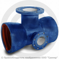 Тройник с пожарной подставкой раструб-фланец ППТРФ ВЧШГ с ЦПП Ду 200-200