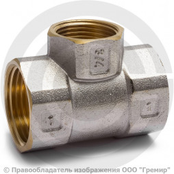 Тройник латунный переходной ВР (ВН) Ду 15-10-15 (1/2"- 3/8"- 1/2") никель Aquasfera