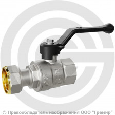 Кран латунный Ду-15 (1/2") Ру-40 ВР-Накидная гайка никель рычаг черный LD Pride 47.347.15