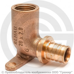 Водорозетка бронзовая для PE-X труб Дн 16-1/2" ВР (ВН) L=42мм короткая RAUTITAN RX+ Rehau