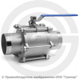 Кран нержавеющий AISI 304 (CF8) трехсоставной под приварку Ду-125 (5") Ру-16 NK-BE125/4