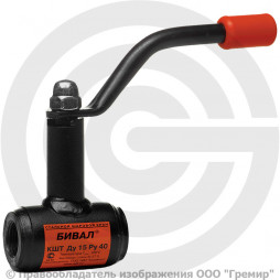 Кран стальной резьбовой Ду-15 (1/2") Ру-40 L=65мм ВР (ВН) АДЛ КШТ.12.015.40