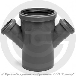 Крестовина PP-H одноплоскостная серый Дн 110-50-50 45гр б/нап в/к VALFEX