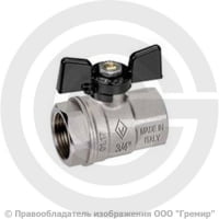 Кран латунный Ду-32 (1 1/4") Ру-20 ВР (ВН) никель бабочка Bugatti серия 912 Кран латунный Ду-32 (1 1/4") Ру-20 ВР (ВН) никель бабочка Bugatti серия 912