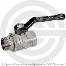 Кран латунный Ду-32 (1 1/4") Ру-20 ВР-НР (ВН-НАР) никель рычаг Bugatti серия 915