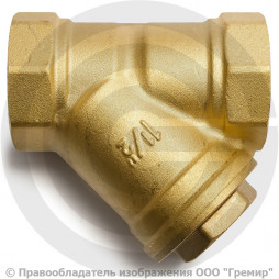 Фильтр сетчатый Y-образный латунный Ду-40 (1 1/2") Ру-20 ВР (ВН) (Т<120°С) ФС Китай