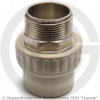 Муфта PP-R комбинированная под ключ серая НР (НАР) Дн 63-2" Pro Aqua Муфта PP-R комбинированная под ключ серая НР (НАР) Дн 63-2" Pro Aqua