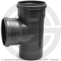 Тройник НПВХ (ПВХ) с раструбом серый Дн 110-110 87гр б/нап в/к Хемкор Тройник НПВХ (ПВХ) с раструбом серый Дн 110-110 87гр б/нап в/к Хемкор