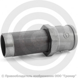 Сгон в сборе стальной L=150мм Ду-40 (1 1/2") в комплекте с чугунной муфтой и контргайкой КАЗ